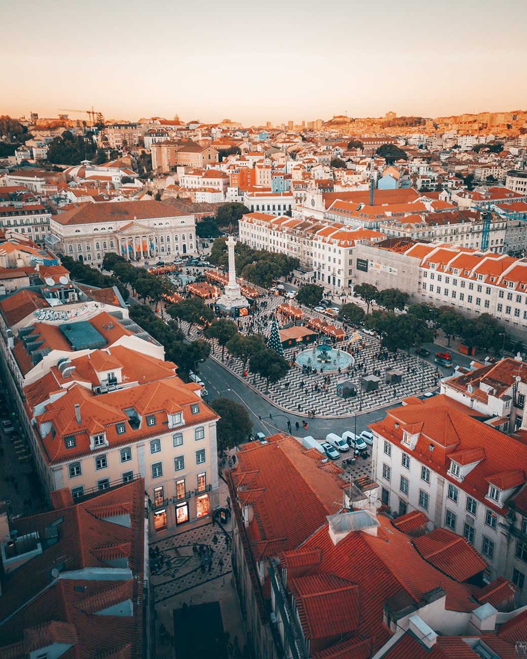 The rossio square from above