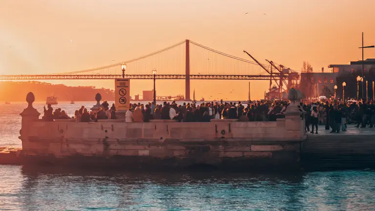 Lisbon waterfront at sunset